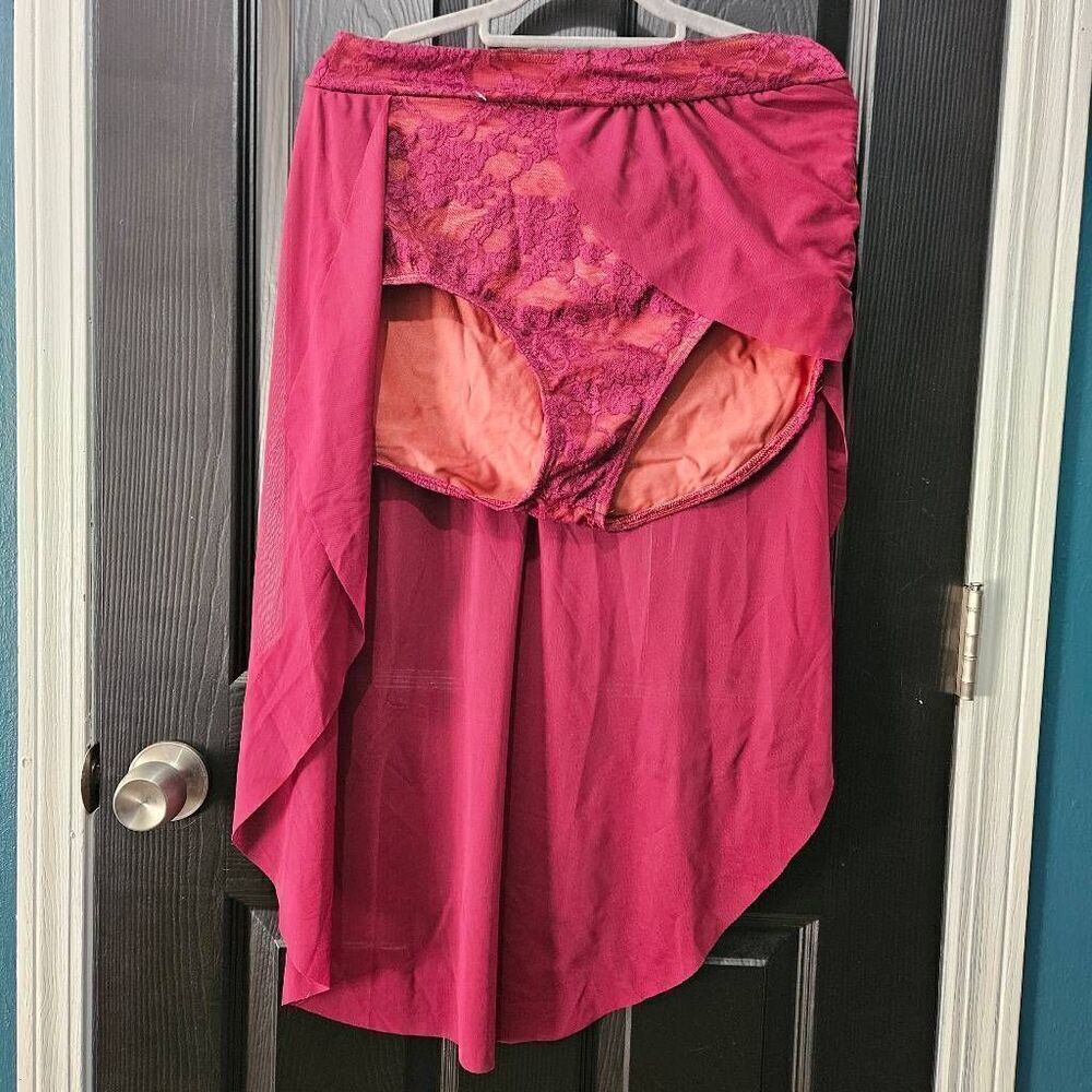 Weissman NWOT adult XL extra large dance skirt mesh maroon lyrical tap contempor
